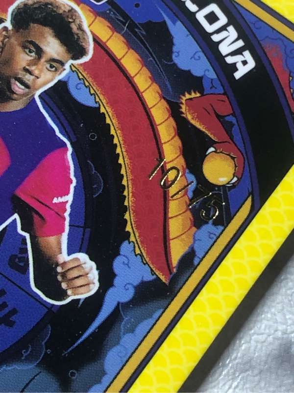 Lamine Yamal Rookie NUMBERED out of 75 Yellow Dragon  Topps 2024 soccer trading card