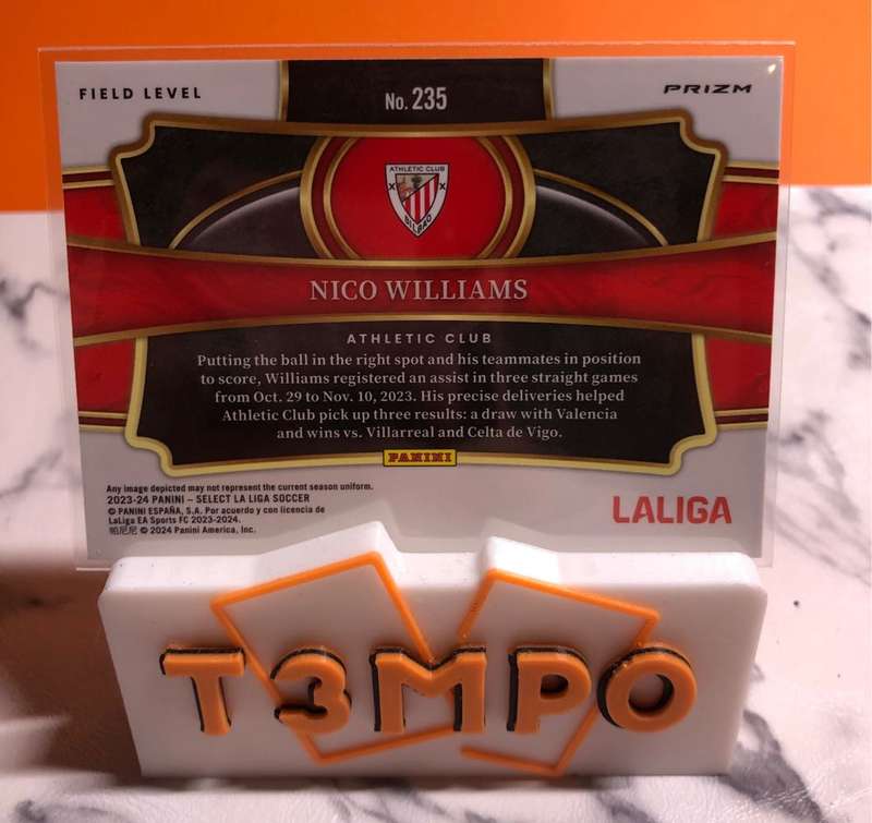 Nico Williams RARE RED Colour match SELECT Field Level 2023-2024 soccer trading card