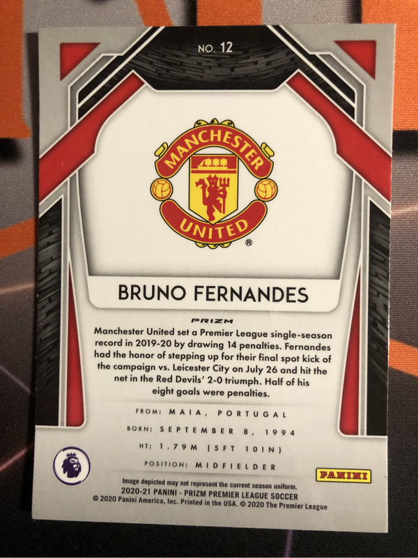 Bruno Fernandes SILVER Breakaway Prizm 2020 soccer trading card