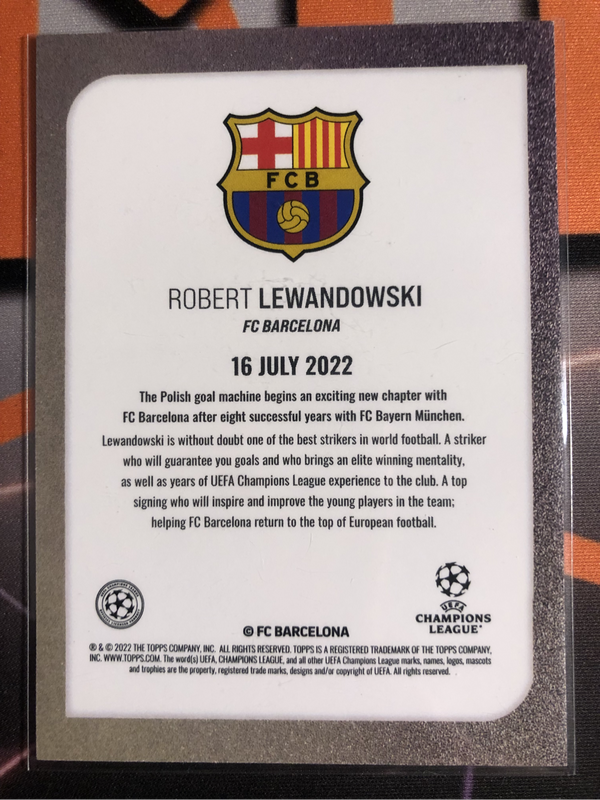 Robert Lewandowski Topps 2022 Soccer trading card
