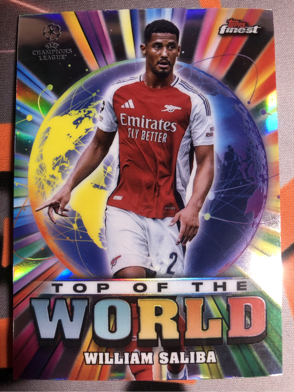 William Saliba Arsenal REFRACTOR NEW Topps Finest 2025 soccer trading card