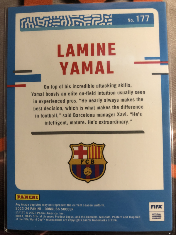 Lamine Yamal Rated ROOKIE 2023 Donruss Soccer trading card