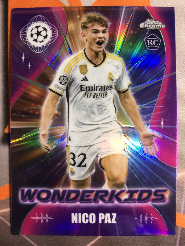 Nico Paz ROOKIE Refractor WONDERKIDS Topps Chrome Soccer trading card
