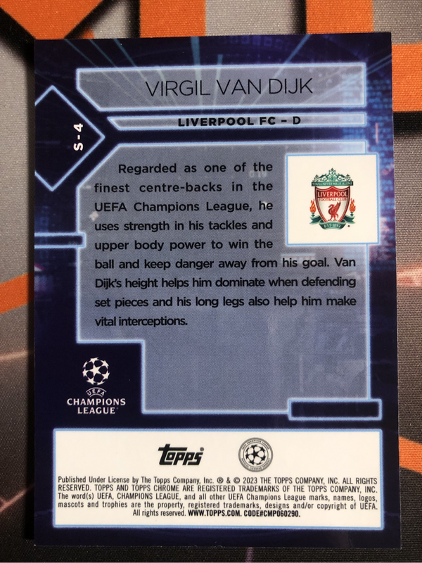 Virgil Van Dijk Topps Specimen 2023 soccer trading card