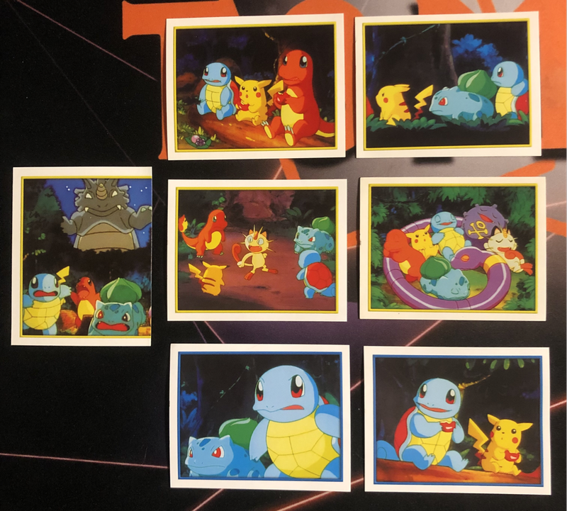 Pokémon OG Starter Pokémon Bundle of RARE 7 Vintage 2000s Topps stickers (Near Mint condition) 