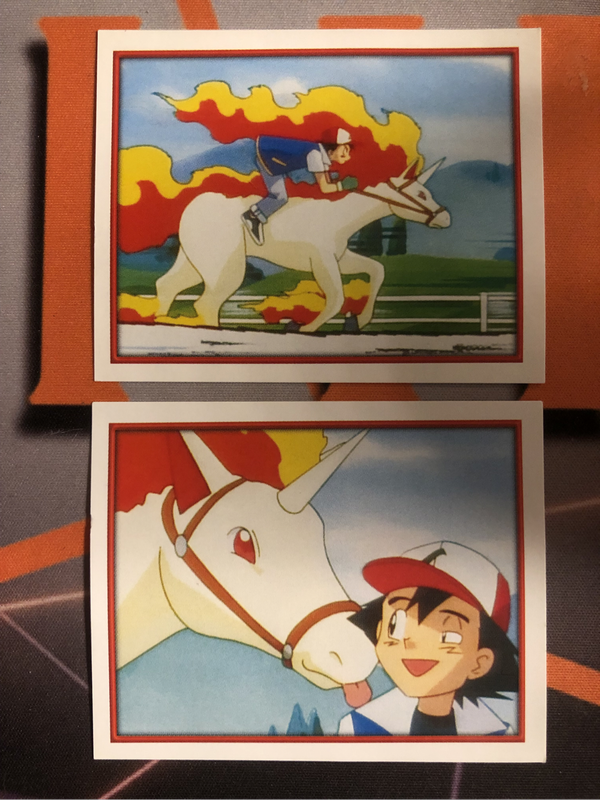 Pokémon Ash & Rapidash Bundle of RARE 2 Vintage 2000s Topps stickers (Near Mint condition) 