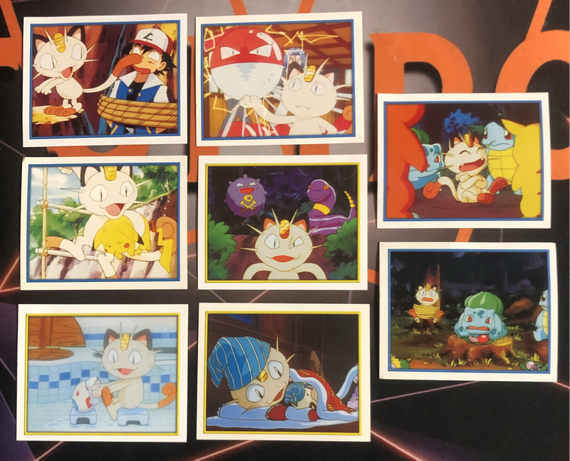 Pokémon Meowth Bundle of RARE 8 Vintage 2000s Topps stickers (Near Mint condition) 