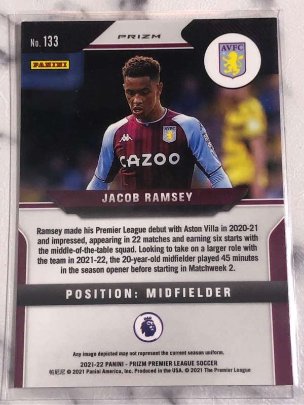 Jacob Ramsey ROOKIE Pink ice EPL Prizm 2022 Soccer trading card