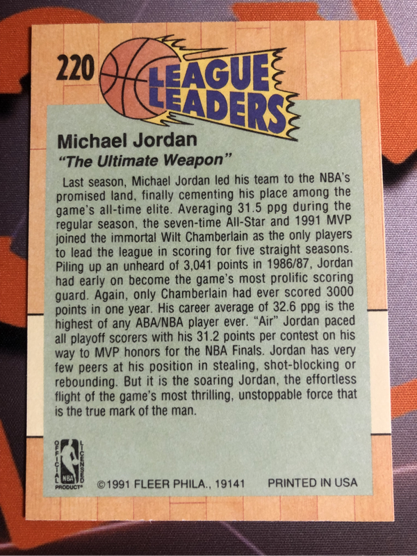 Michael Jordan FLEER 1991 NBA VINTAGE basketball trading card