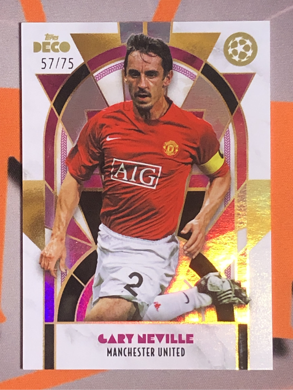 Gary Neville NUMBERED out of 75 Topps Deco Soccer trading card