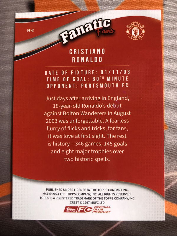Cristiano Ronaldo NEW Topps 2025 Man United Soccer trading card