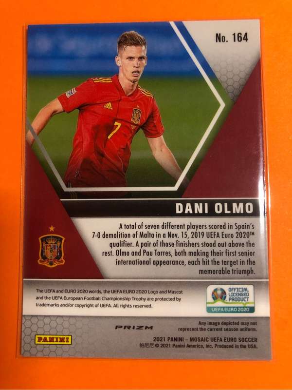 Dani Olmo ROOKIE Mosaic Euros REFRACTOR 2020 Soccer trading card