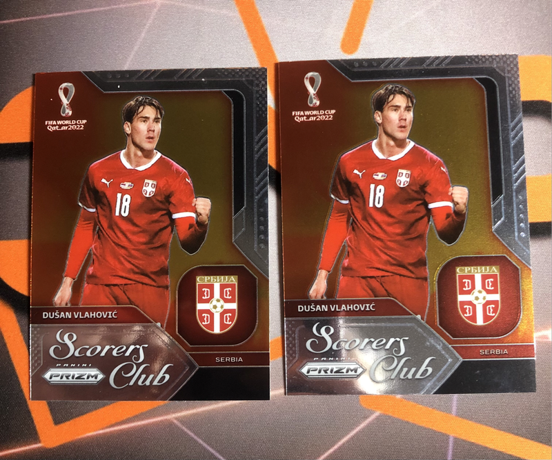 Dusan Vlahovic 2022 Prizm World Cup soccer trading card