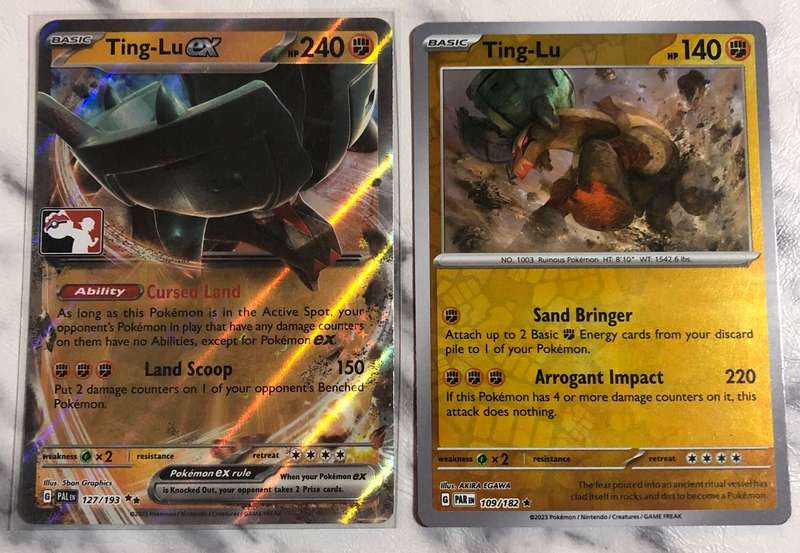 Ting-Lu BUNDLE of 2x cards including Double RARE EX Pokémon trading cards