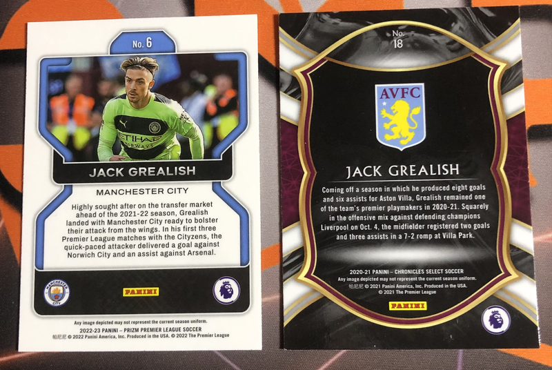 Jack Grealish RARE Bundle of 2 Soccer trading cards