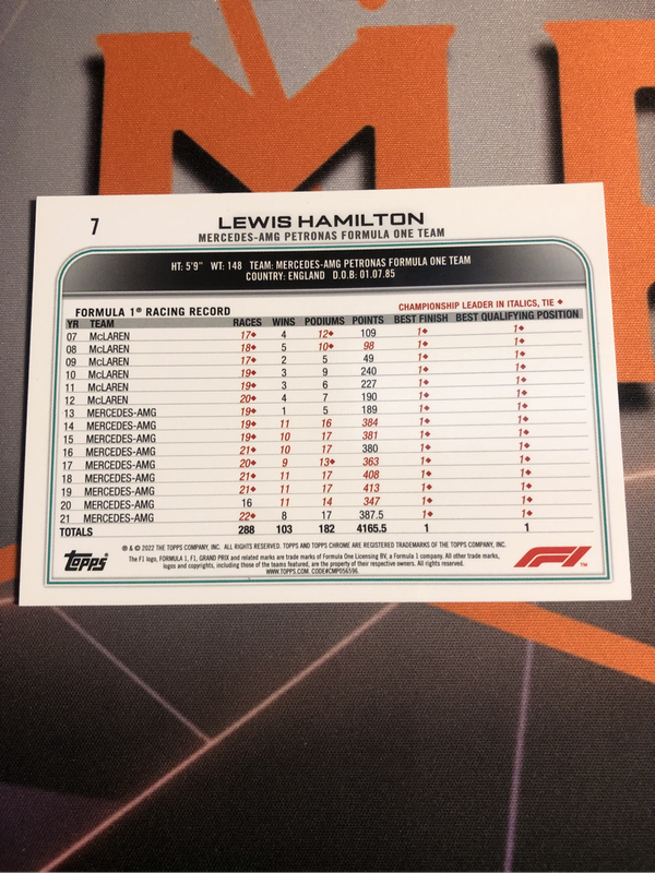 Lewis Hamilton Black & White Ray Wave F1 Topps Chrome trading card
