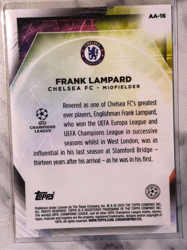 Frank Lampard Ageless Alchemy TOPPS Merlin REFRACTOR 2023 soccer trading card