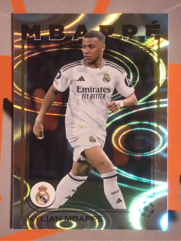 Kylian Mbappe RARE Rain drops REFRACTOR Topps 2025 Soccer trading card