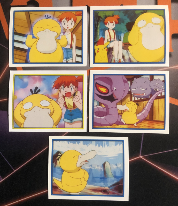 Pokémon Psyduck Bundle of RARE 5 Vintage 2000s Topps stickers (Near Mint condition) 