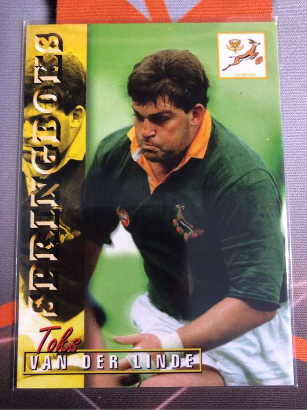 Toks Van Der Linde RARE Springbok 1997 Rugby trading card