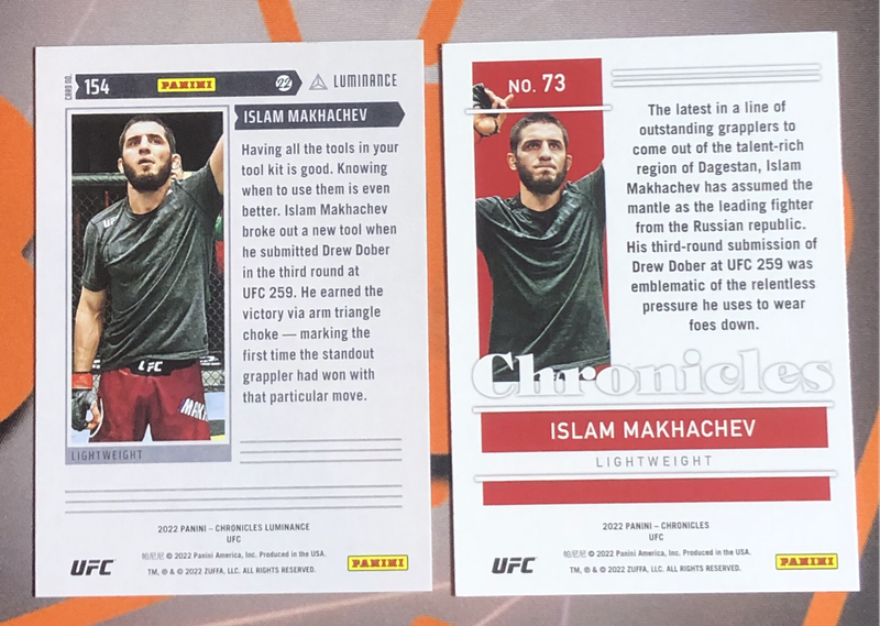 Islam Makhachev BUNDLE of 2 UFC trading cards 