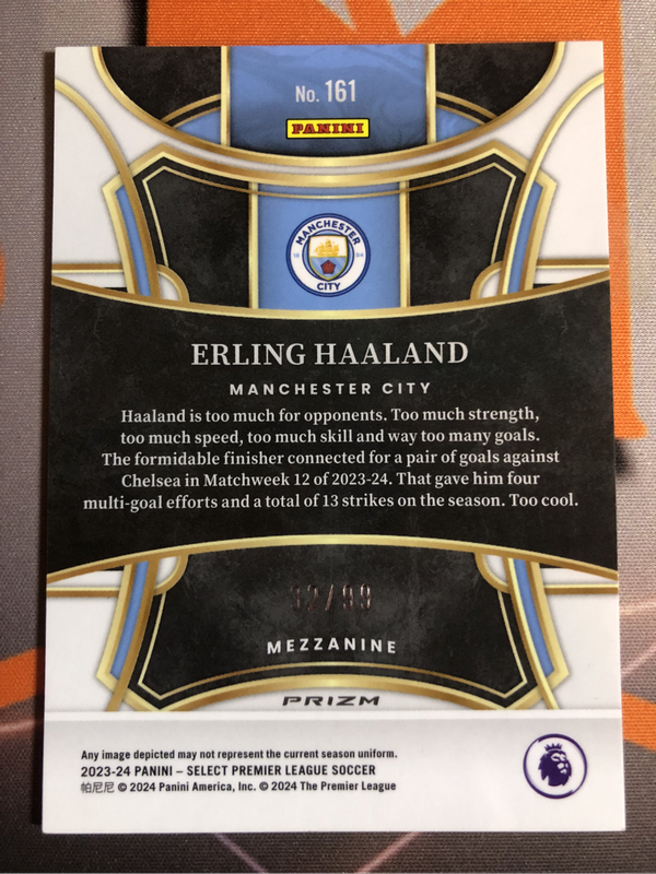 Erling Haaland NUMBERED out of 99 SELECT 2023 Soccer trading card