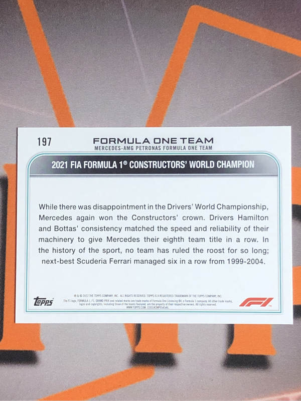 Lewis Hamilton Formula One 2022 F1 Trading card
