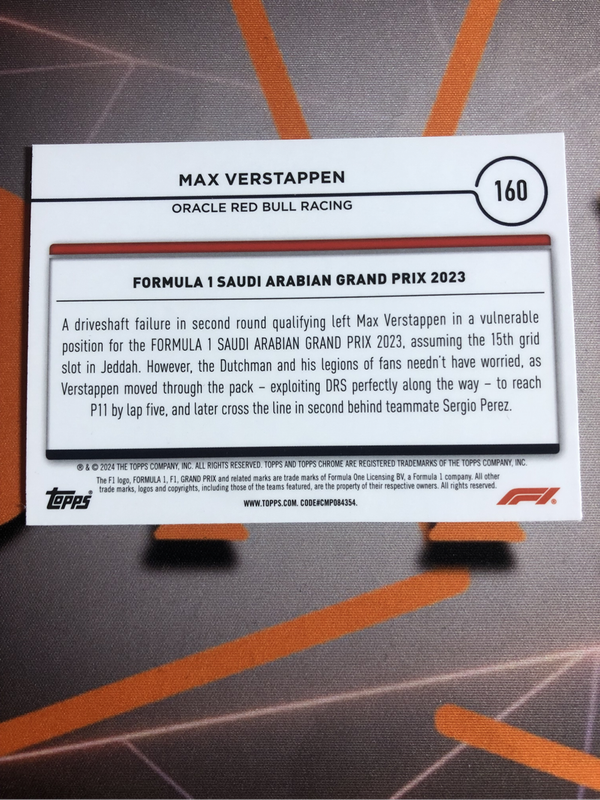 Max Verstappen RARE Formula One 2024 F1 trading card