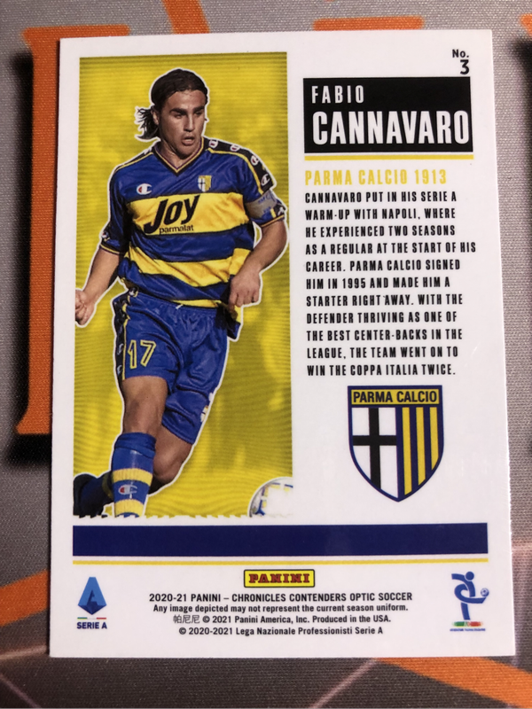 Par Cannavaro HISTORIC ticket Very RARE Soccer trading card