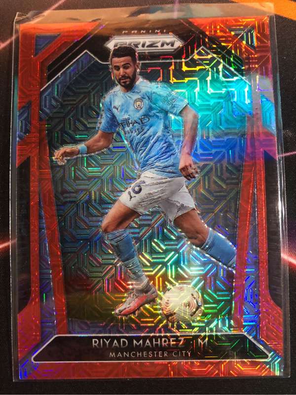 Riyad Mahrez NUMBERED out of 135 PRIZM Red Mojo 2020 Soccer trading card
