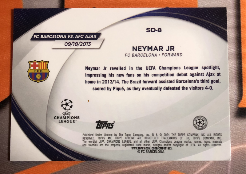 Neymar Jnr Topps Chrome STARBALL Debut 2024 Soccer trading card