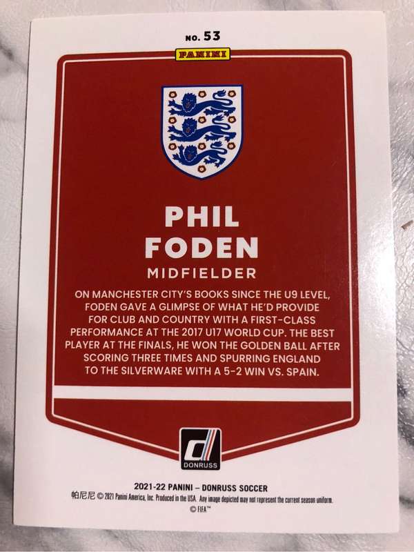 Phil Foden Donruss 2021 Road to Qatar Soccer trading card