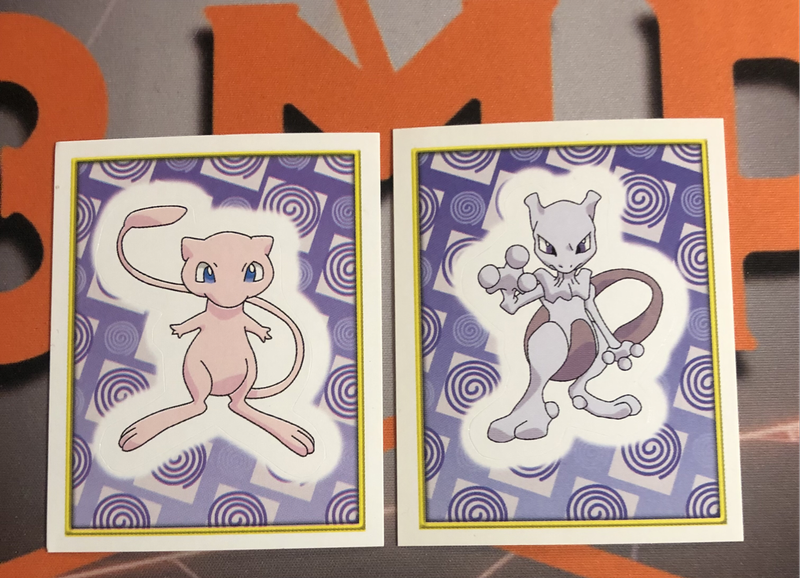Mew & Mewtwo Rare BUNDLE of 2 Pokemon Topps Merlin stickers  Unstuck Near mint condition