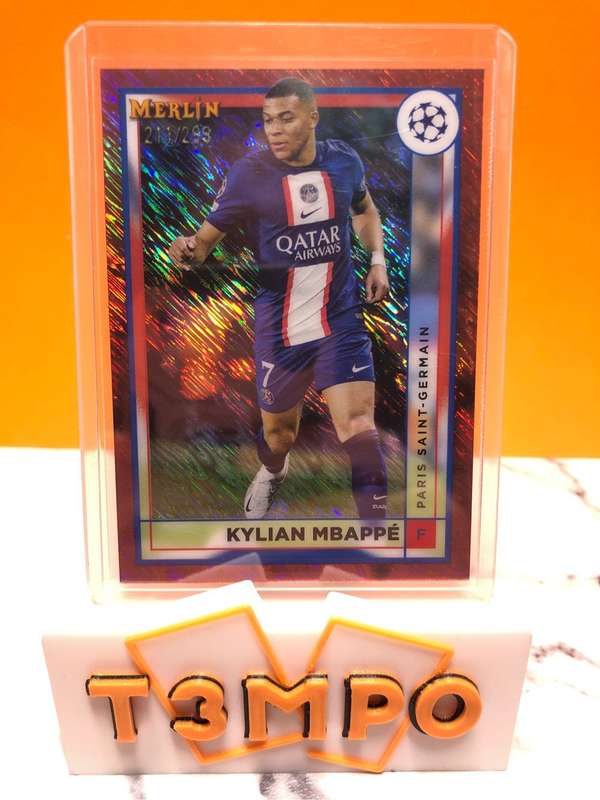 Kylian Mbappe NUMBERED out of /299 Topps Merlin 2023 Soccer trading card