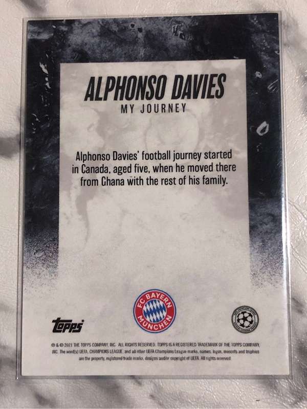 Alphonso Davies My Journey Topps 2021 Soccer trading card