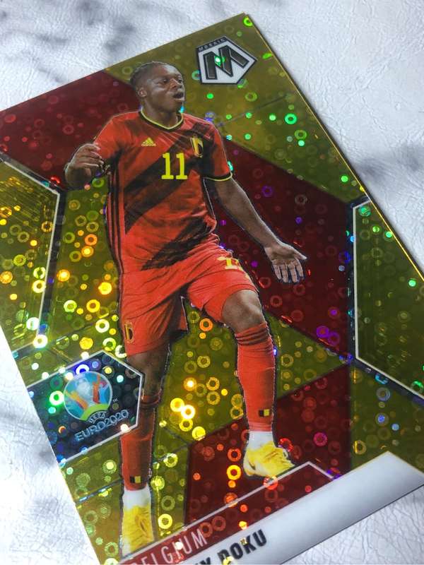 Jeremy Doku ROOKIE Numbered out of 10 2020 Mosaic GOLD circles soccer trading card