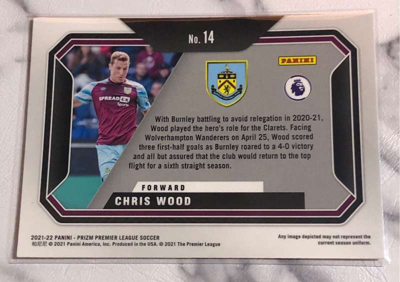Chris Wood Scorers Club Prizm 2021 Soccer Trading card