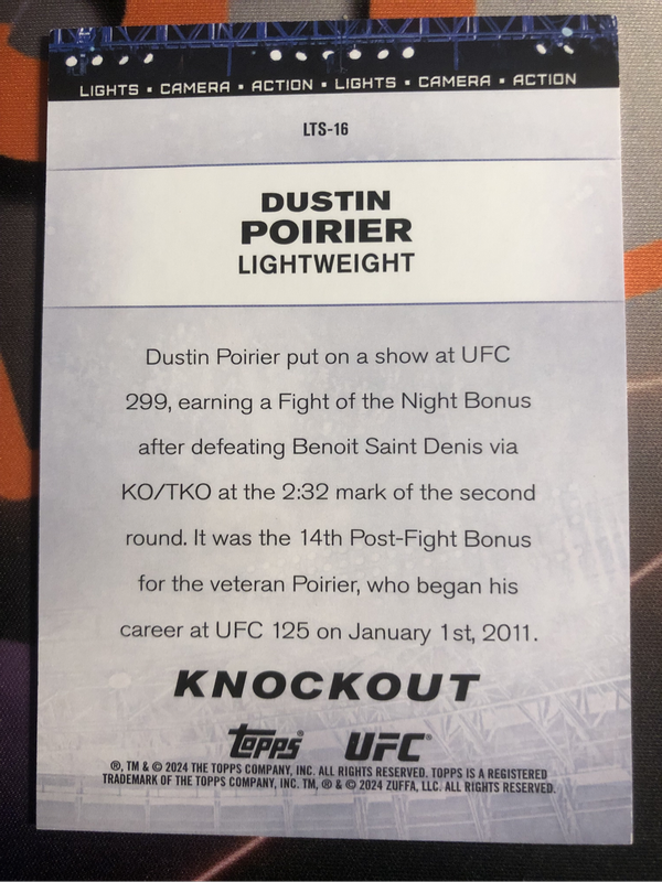 Dustin Poirier Numbered out of 99 Topps KNOCKOUT 2024 UFC Trading card