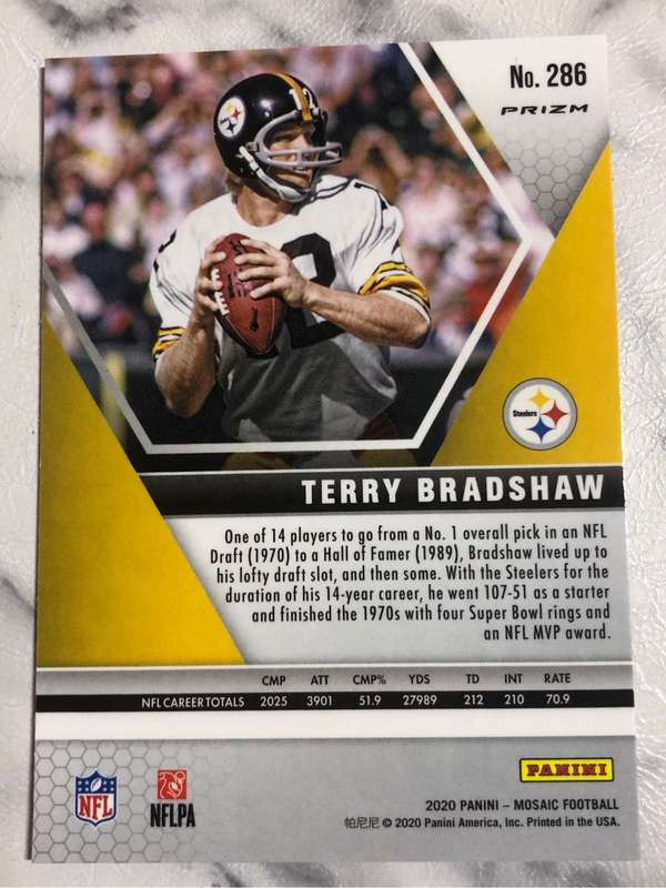 Terry Bradshaw HALL OF FAME Mosaic NFL trading card