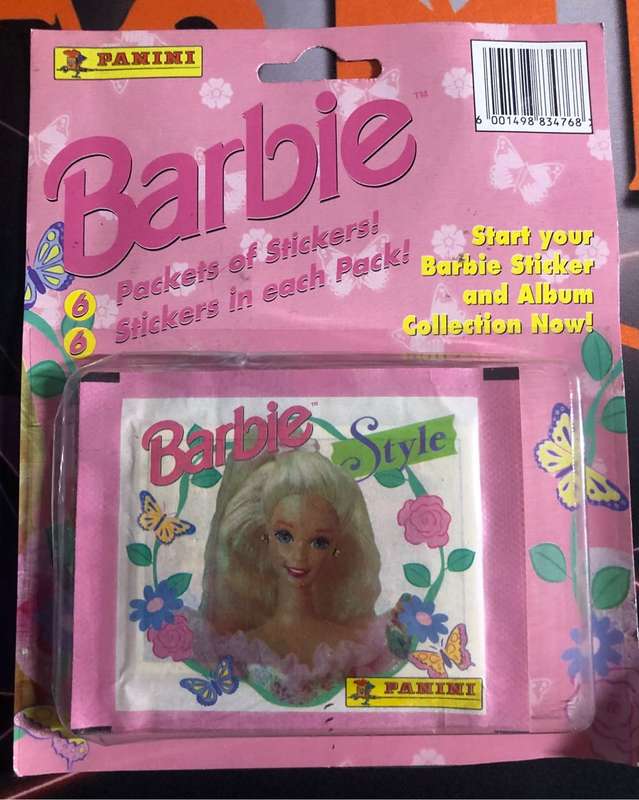 1995 BARBIE de Mattel Very RARE UNOPENED box of 6 Panini UNOPENED stickers packs