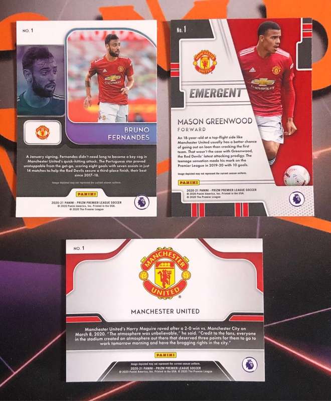 Man United 3 Insert card BUNDLE Prizm 2020 Soccer trading cards