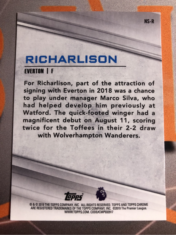 Richarlison REFRACTOR Rare Topps EPL 2018 soccer trading card