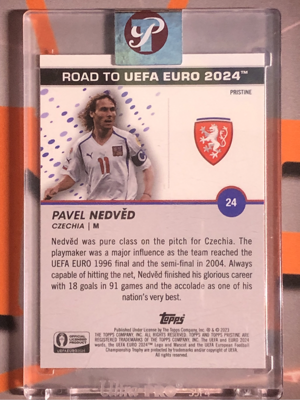 Pavel Nedved Refractor ENCASED Topps PRISTINE 2024 soccer trading card