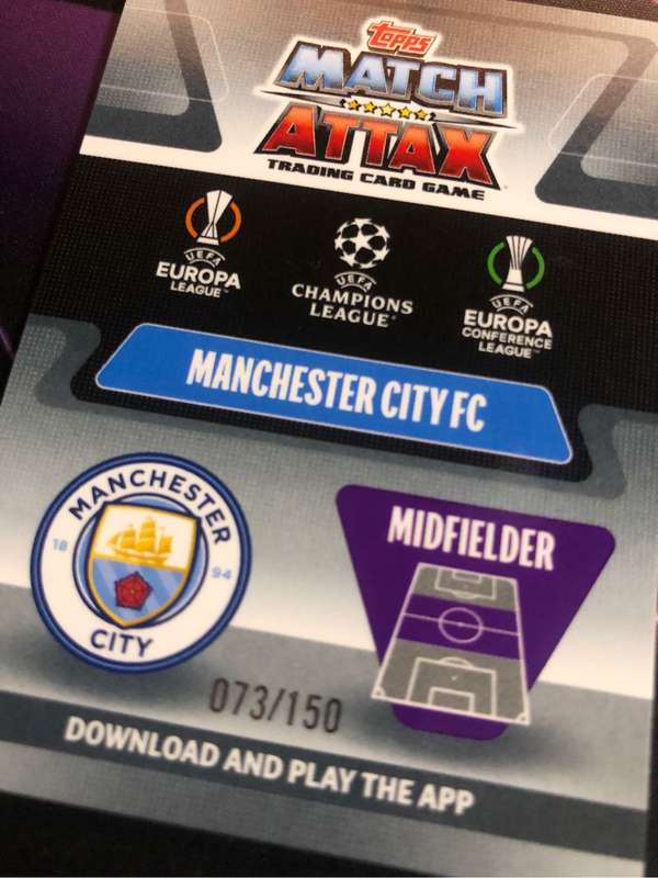 Riyad Mahrez NUMBERED out of 150 Topps Chrome Match Attax Soccer trading card