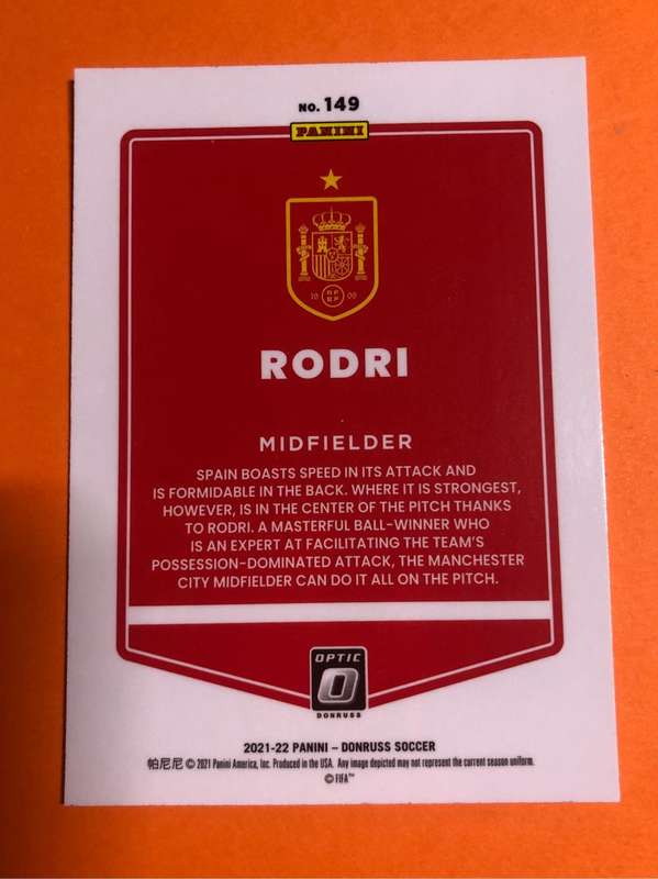 Rodri Donruss OPTIC 2021 Soccer trading card