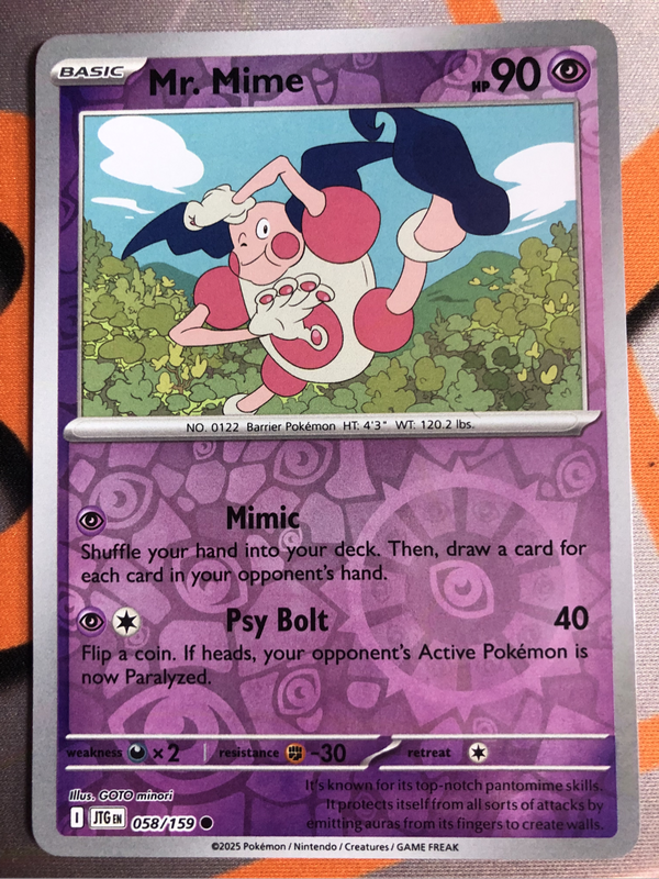 Mr Mime Reverse HOLO 058/159 Pokemon trading card