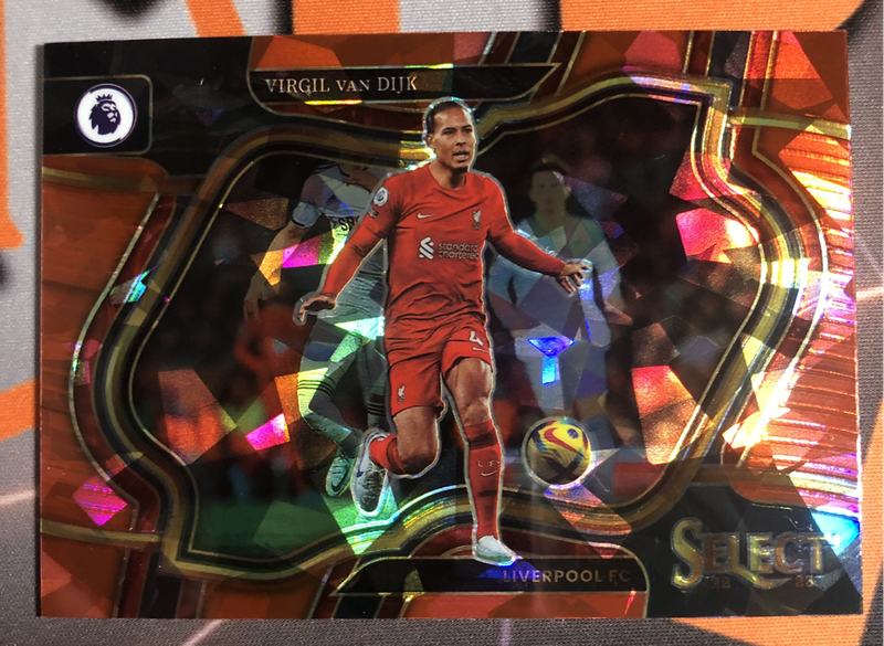 Virgil Van Dijk Colour match RED cracked ice soccer trading card