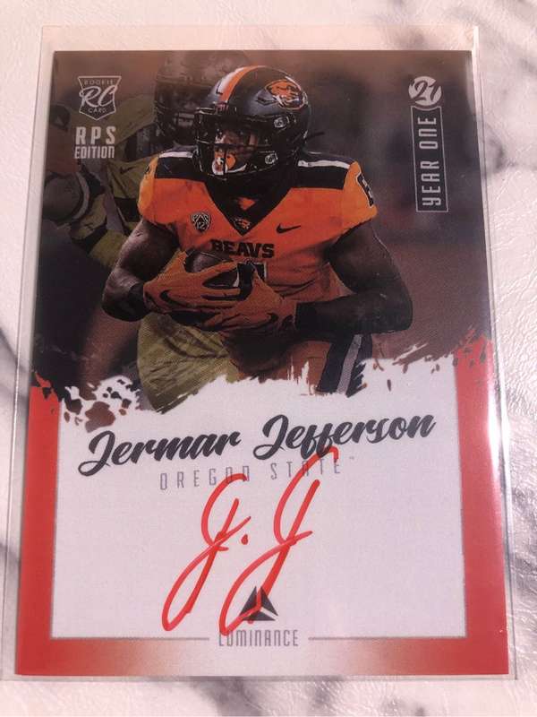 Jermar Jerfferson ON CARD AUTOGRAPH   Rookie 2021 NFL trading card 