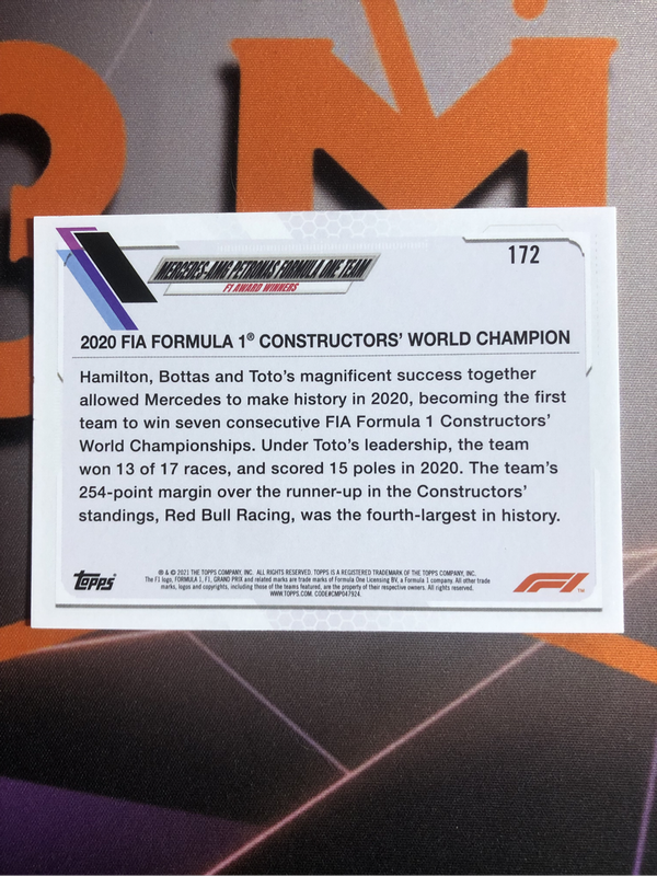 Lewis Hamilton RARE Formula One 2021 F1 Topps Chrome trading card
