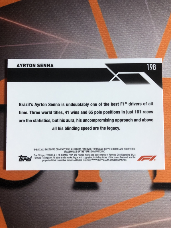 Ayrton Senna RARE Formula One 2023 F1 Topps Chrome trading card